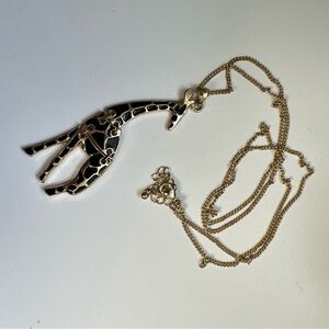 Gold and Black Elegant Giraffe Pendant Necklace